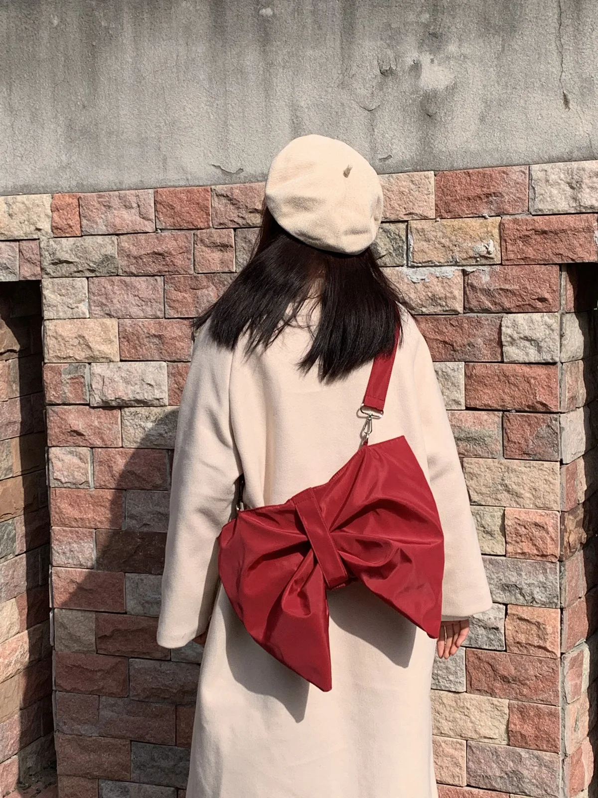 

Ele Red Knot Ox Women's Tote Bag Large Capaci Slant Crossbody Bag Single oulder Soft Polyester Fabric Bag