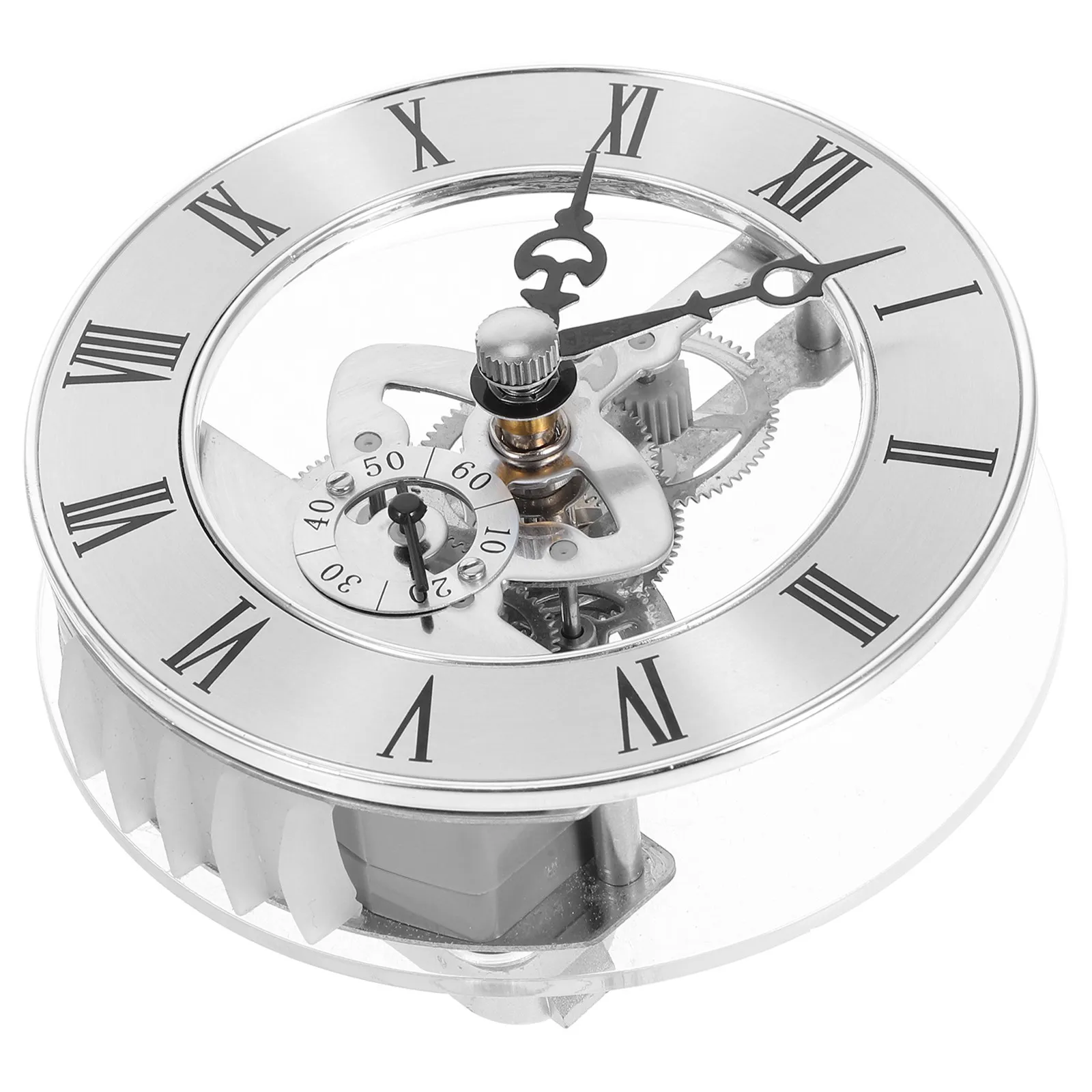 Transparent Clock Insert 86Mm Round Visible Gear Mechanism Roman Numerals DIY Wall Clock Repair Replacement Quartz