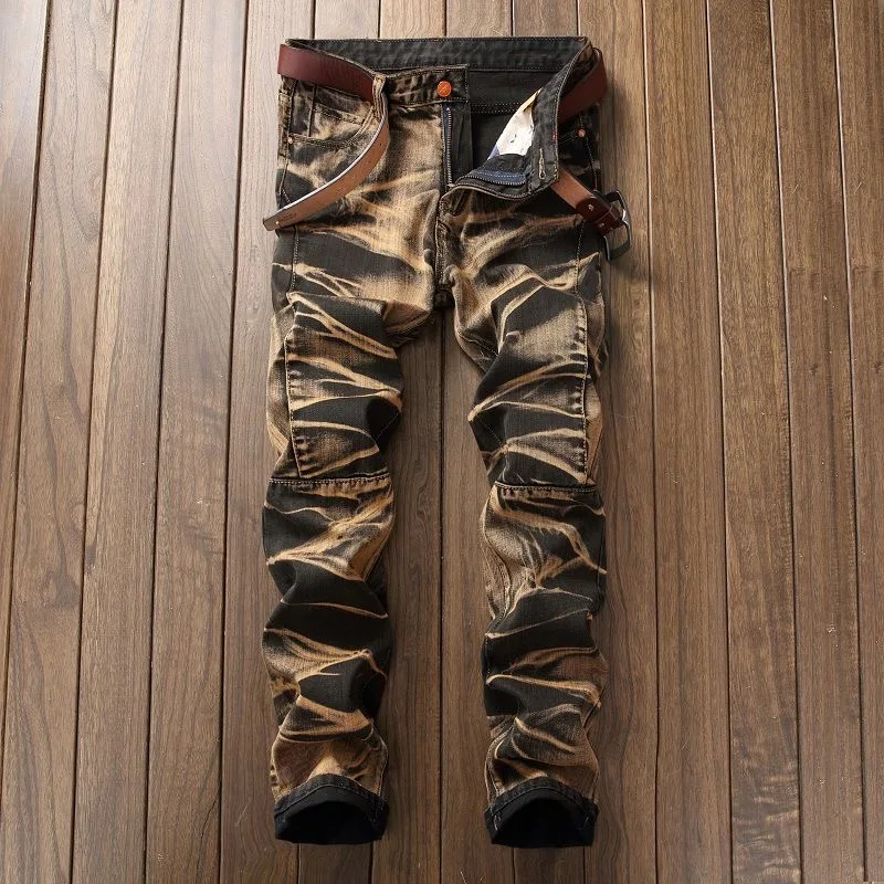 Pantaloni in denim a gamba dritta vintage americani di nuova tendenza della moda autunno e primavera per uomo Jeans sportivi elastici di alta qualità casual