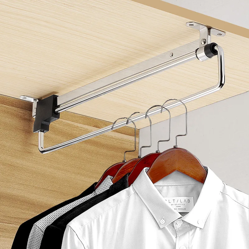 

1PCS Adjustable Clothes Rails Wardrobe Pull Out Retractable Cabinet Clothes Hanger Closet Rod Rail Organizer Rack Closet Rods