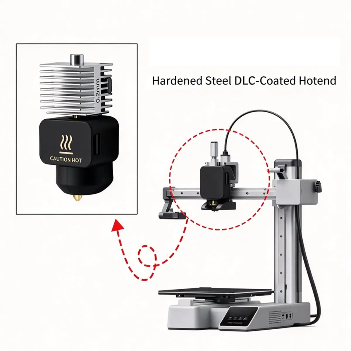 Hotend Kit for A1/A1 Fast Speed Hot End Assembly 0.2mm Hardened Steel Nozzle 3D Printer 0.2mm