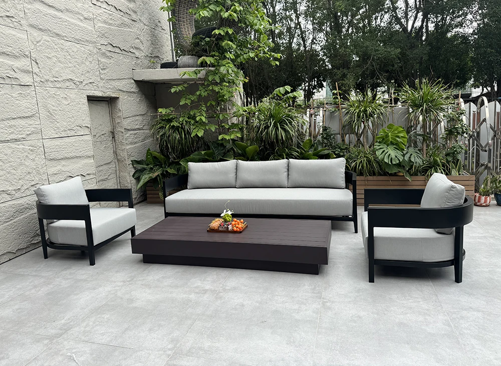 Designer All Weather Outdoor Sofa Set Garden Patio Furniture Set Balmain Modern Aluminum Sofa Set