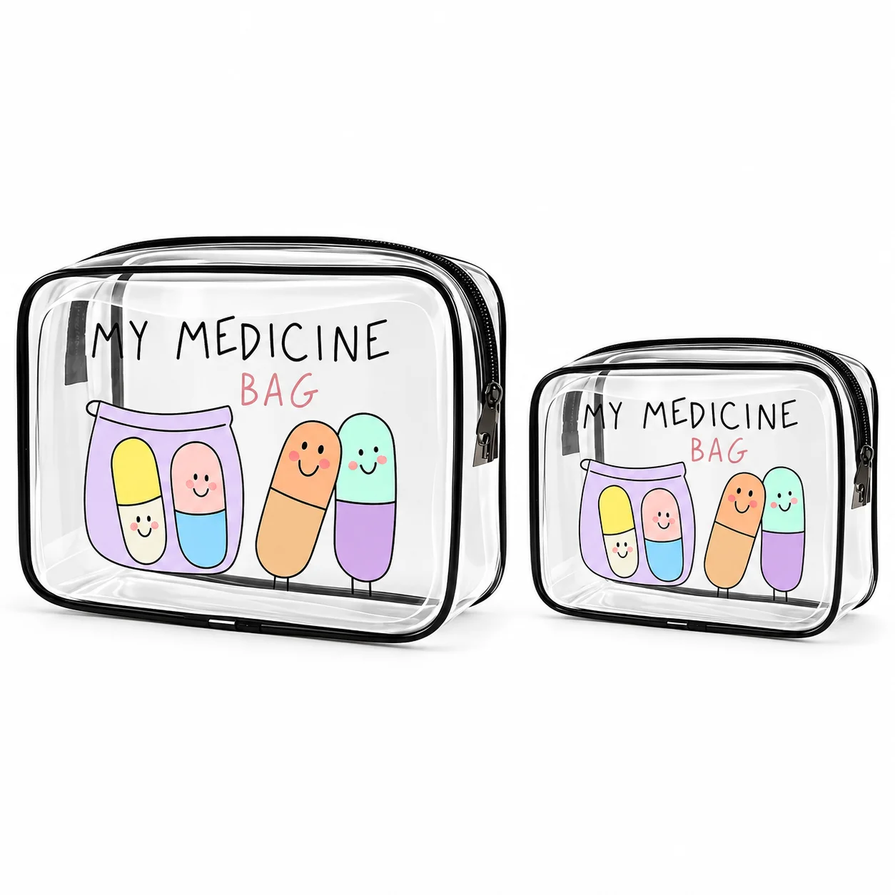 Medicine Bag Transparent PVC First Aid Organizer Travel Medical Storage Pouch Clear Zipper Toiletry Case Medicine Holder