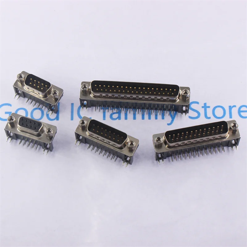 5/2/1pcs DR9 DR15 DR25 DR37 Female Male PCB Mount D-Sub 9 pin PCB Connector RS232 Connector 90-degree bent needle