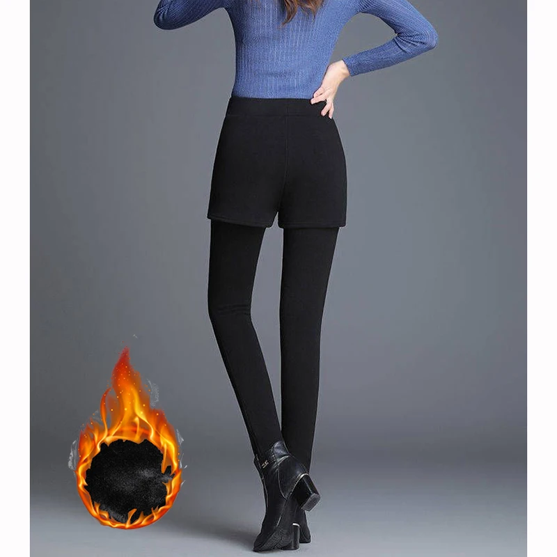 冬用女性用細身ストレートレッグサーマルパンツ レディース スノー ウォーム ハイウエスト プラッシュパンツ 女性用シックなデイリーフリースパンツ