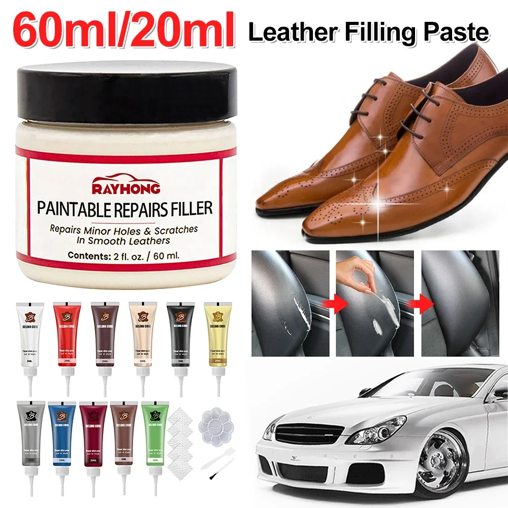 60ml Leather Filling Paste Car Seat Scratch Repair Paste Compound Natural Leather Restoration Cream Crack Burns Holes Filler