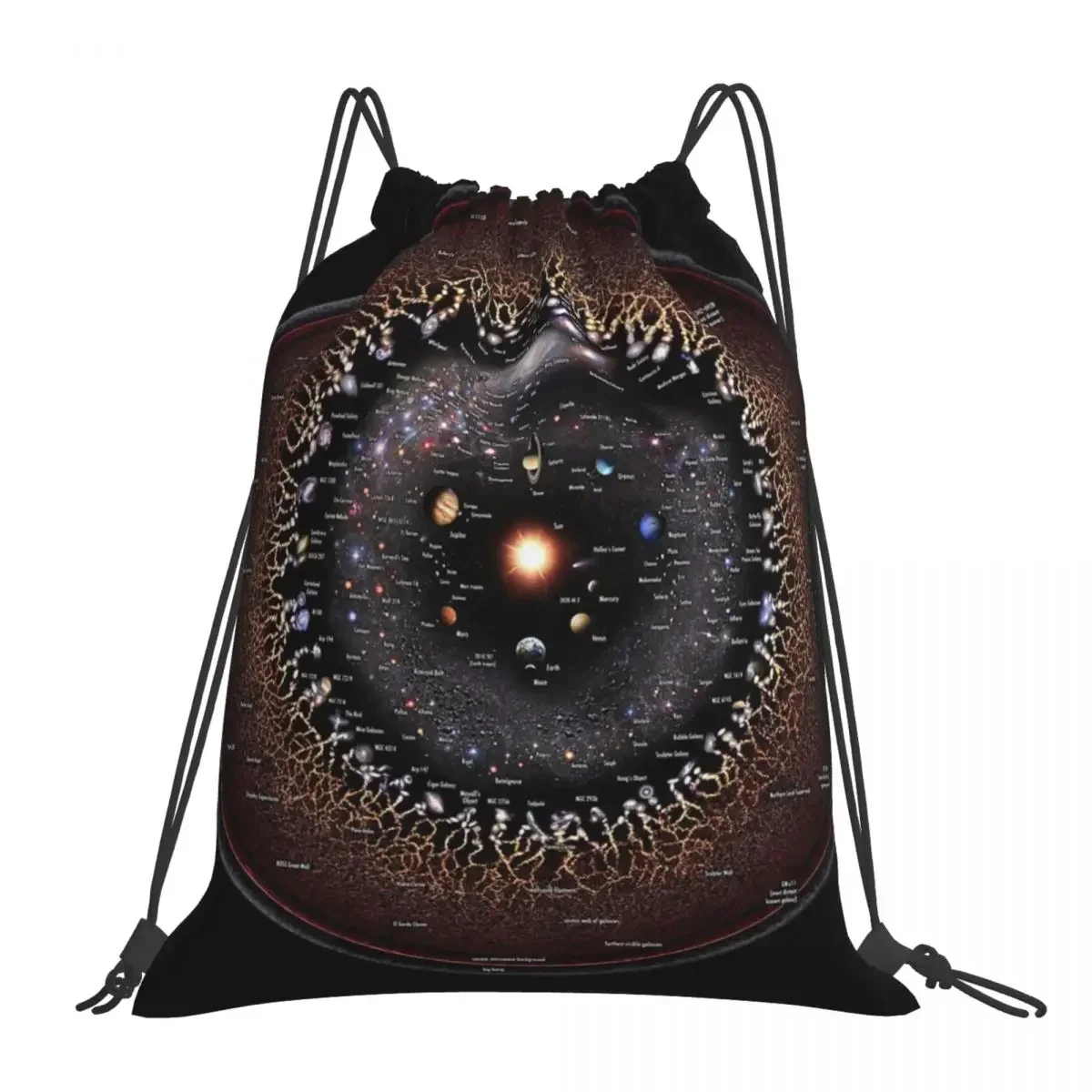 

ENGLISH Observable Universe Logarithmic Illustration Backpacks Multi-function Drawstring Bag Storage BookBag For Travel Students