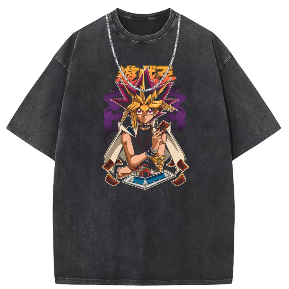 Yugi YU-GI-OH Game T Shirt Retro Leisure Mens Washed Tshirt Long Sleeve Summer Autumn 3D Print New Arrivals Tops & Tees Big Size