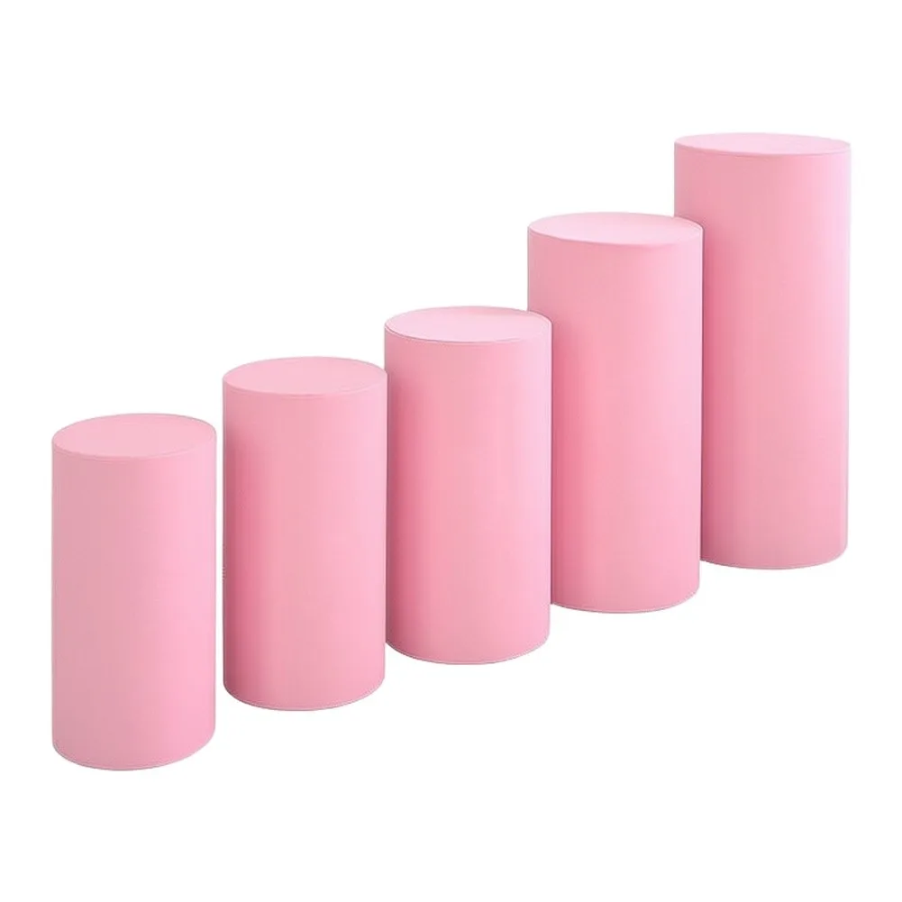 5pcs Cylinder Pedestal Stand Covers Polyester for Wedding Birthday Baby Shower Decor Multiple Size Compatibility