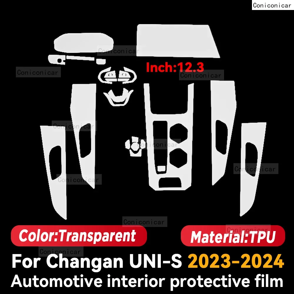 TPU For CHANGAN UNI-S 2023 2024 Transparent Protective Film Car Interior Central Control Navigation Panel Accessories