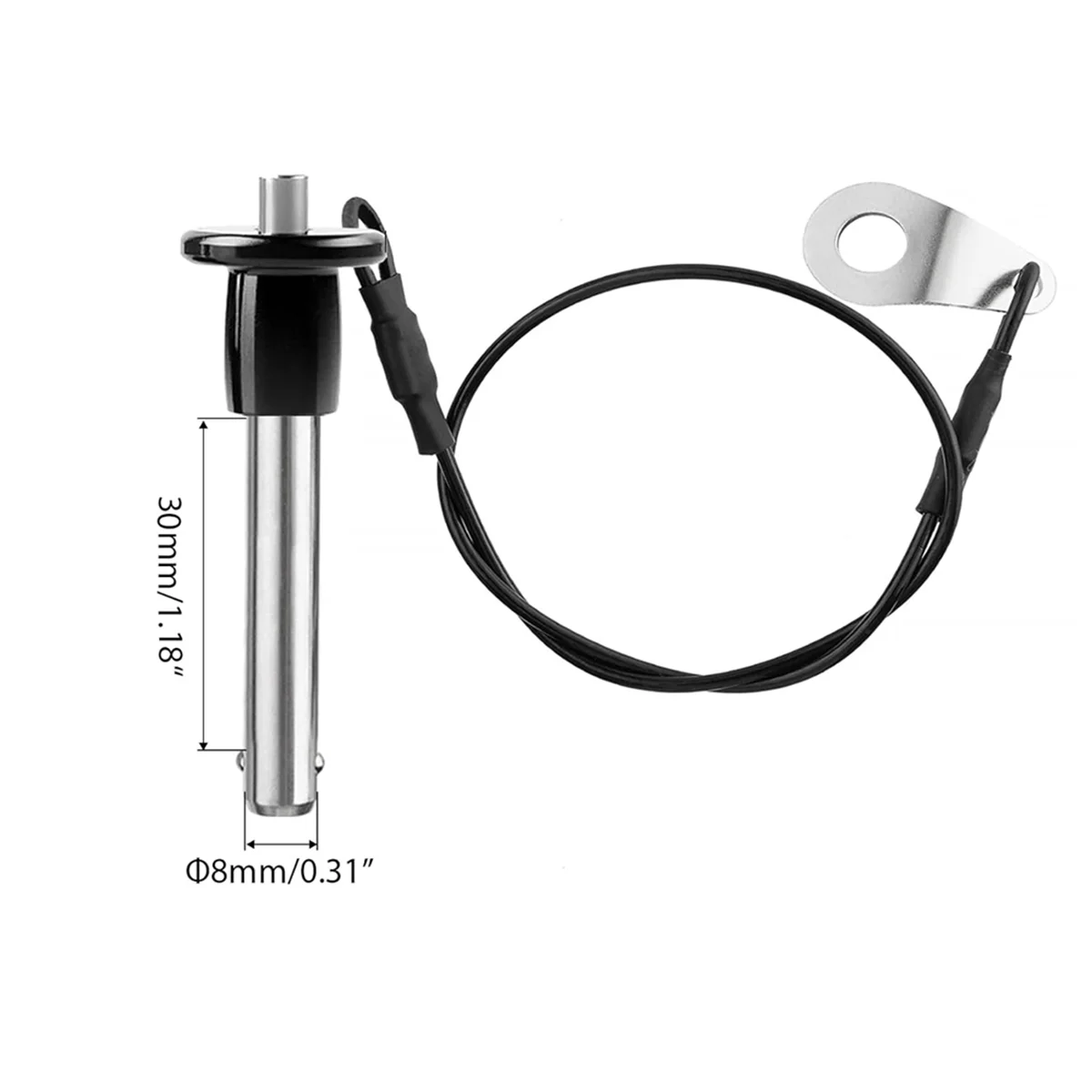 

A20M 2 Pack 304 Stainless Steel Quick Release Pin Ball Locking Pin with Push Button Round Handle Lanyard Usable Length 30mm