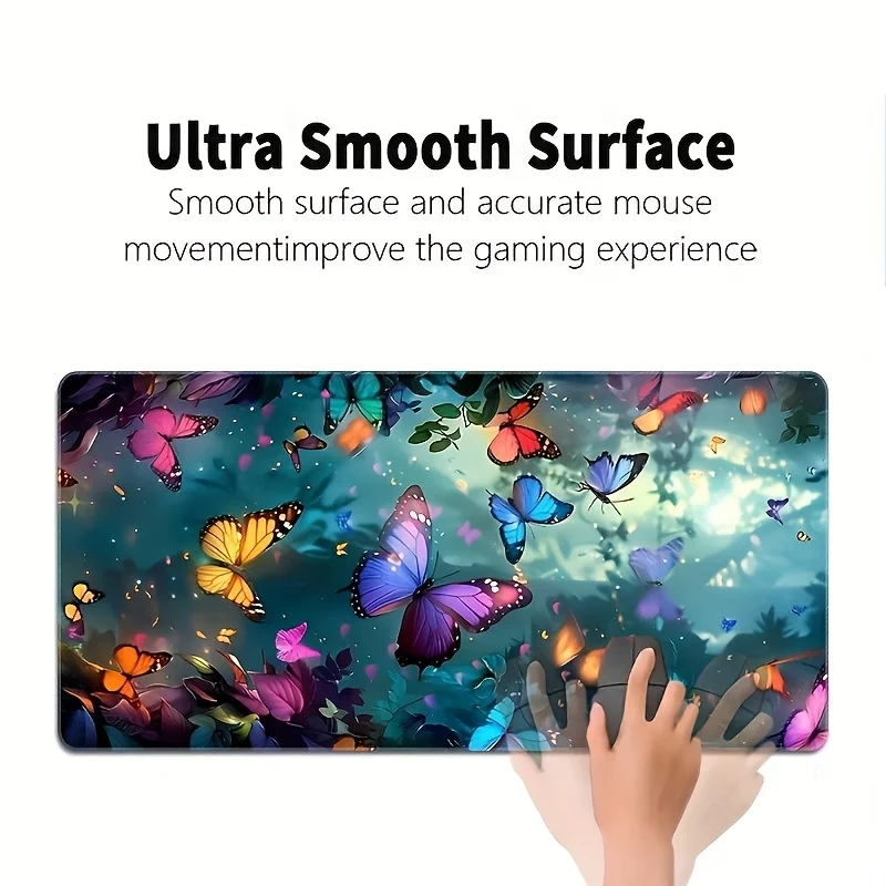 Extra großes buntes Schmetterlings-Mauspad, rutschfester Gummi-Computer, Laptop-Desktop-Pads, dicke Tastatur, PC-Zubehör, Sperrkante