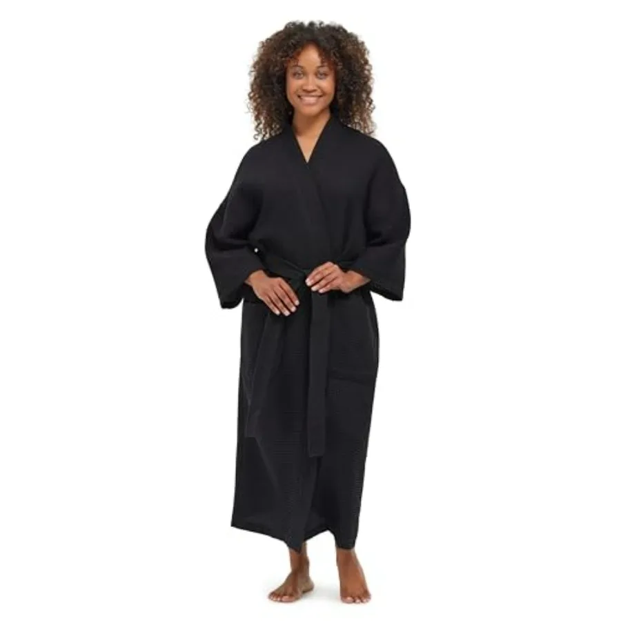 

MONARCH Unisex Square Waffle Spa Kimono Robe Soft Lightweight Fabric and Generously Sized Hotel and Spa Robe with Pockets