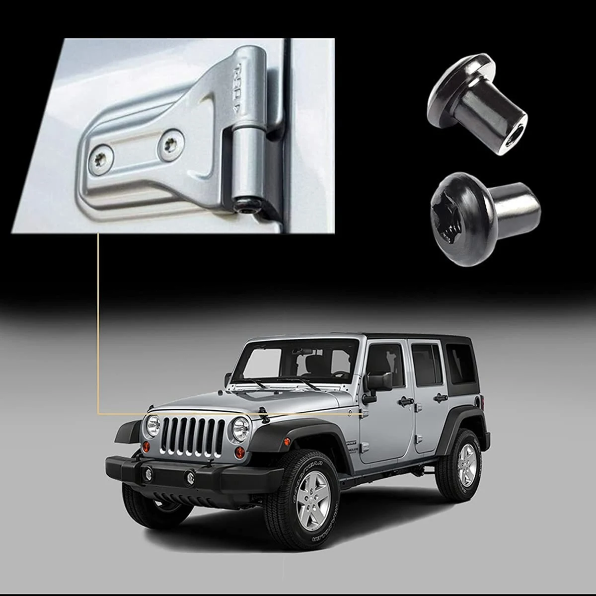 

Уникальные гайки дверных петель для Jeep Wrangler JK JL Sports Sahara Freedom Gladiator JT 6511744AA 2007-2021 гг., 8 шт.