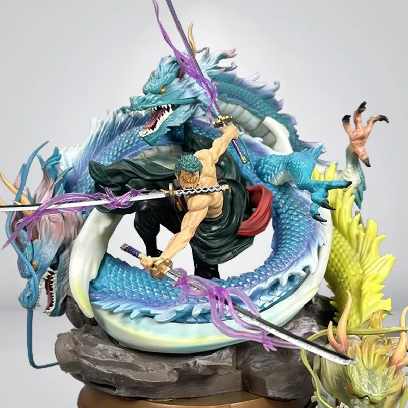 Zoro Três Dragão Anime Figura Modelo, Figuras Ação, Coleção Estátua, Decoração Desktop, Pingente, Presente Kid, 1 Pc