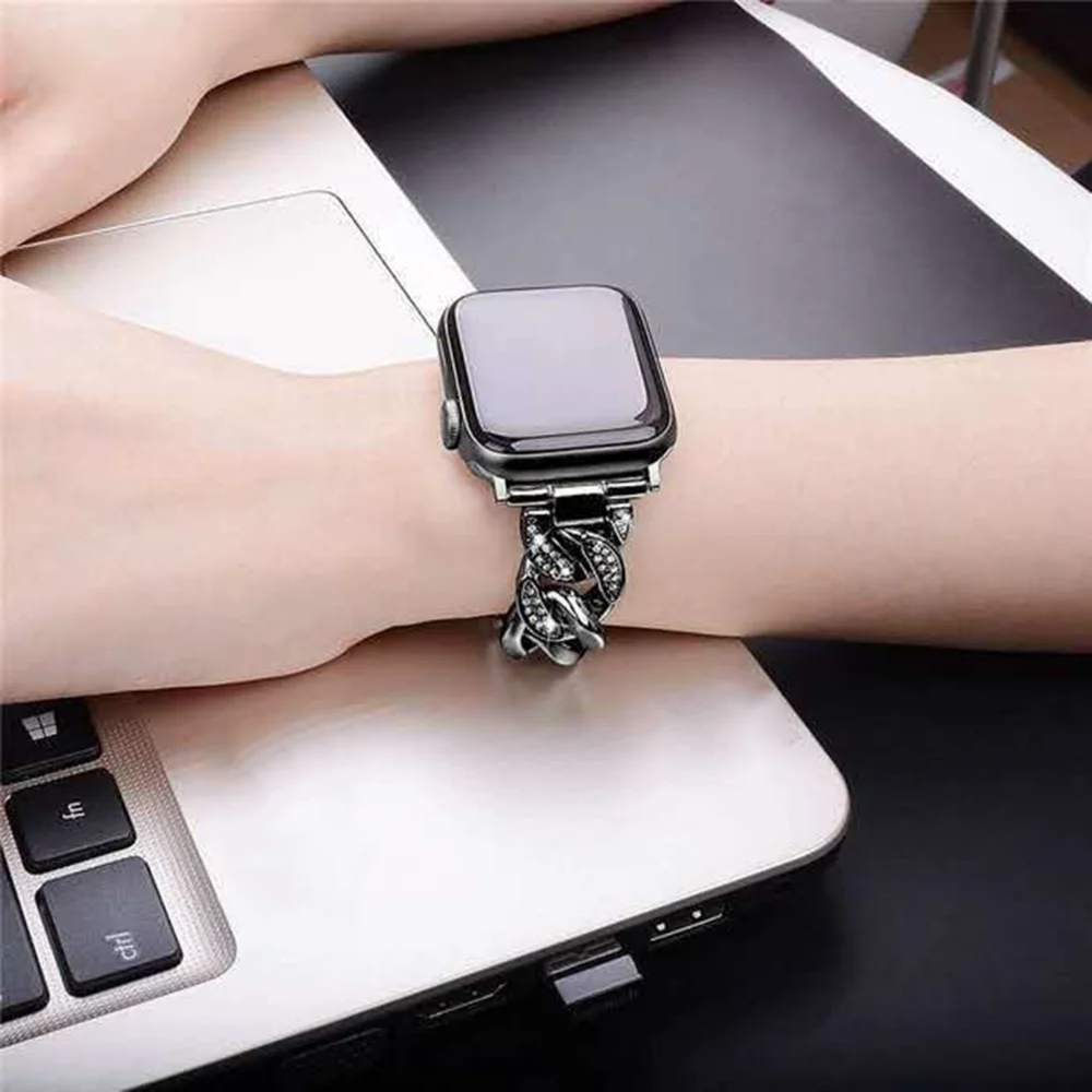 Watch Strap For Apple Watch Band Series 1 2 3 4 5 6 7 8 Se Ultra Women Luxury Stainless Steel Bracelet For Iwatch Se 8 Watchband