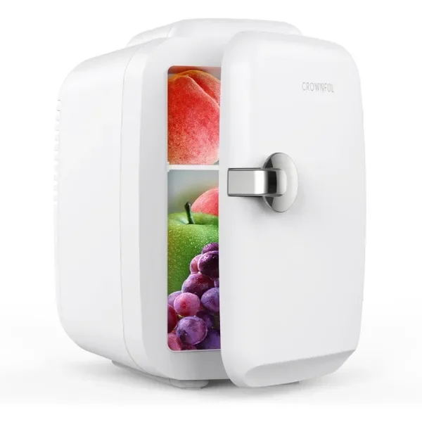 

CROWNFUL Mini Fridge, 4 Liter/6 Can Portable Cooler and Warmer Personal Refrigerator for Skin Care, Cosmetics, Beverage