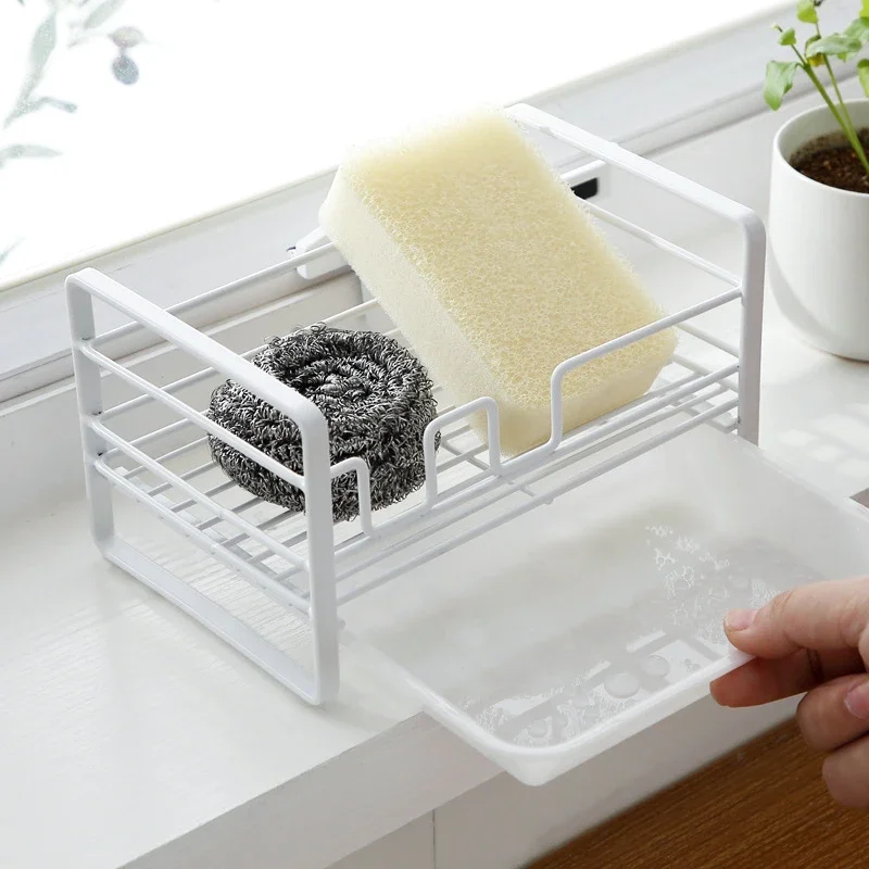 

Sponge Caddy Cleaning Brush Soap Drain Stand Kitchen Stainless Steel Organizer Rack Holder Sink Hanging Basket Countertop