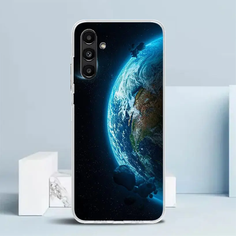 Earth Stars Space Phone Case For Samsung Galaxy A15 A14 A13 A12 A55 A54 A53 A52 A35 A34 A33 A32 A25 A24 A23 A22 A04S A03S A02S