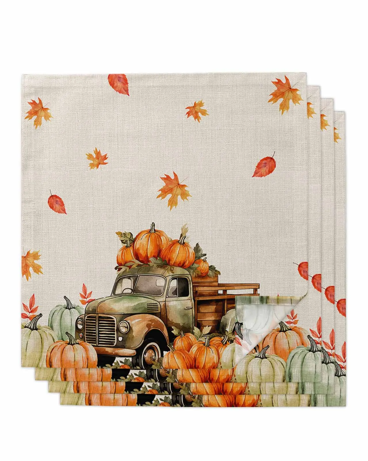 

4 шт., настольный платок с кленовыми листьями и тыквой
