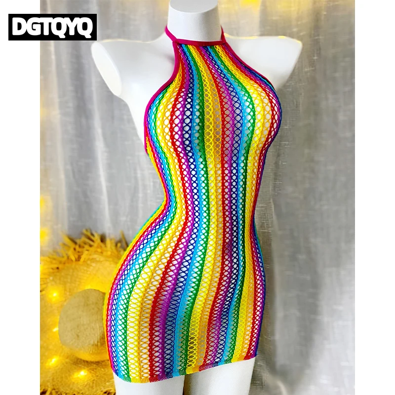 

1PC Sexy Women Fishnet Cover Up Without Bikinis Hollow Out Bodycon Dress See Through Beachwear Summer Women's Swimwear CT010