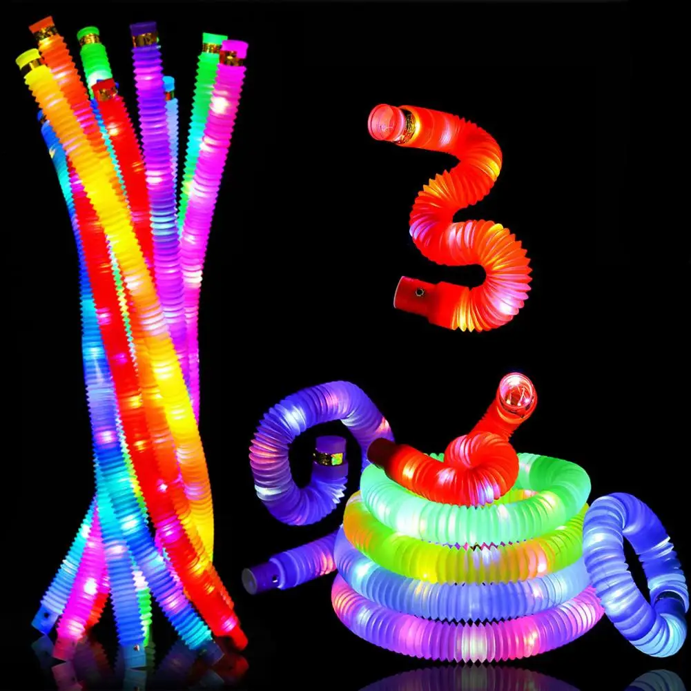 Adults Telescopic Tube Light-up Telescopic Tube Bracelet Fidget Toy for Kids Adults Stress Relief Bendable Stretch Tube Party