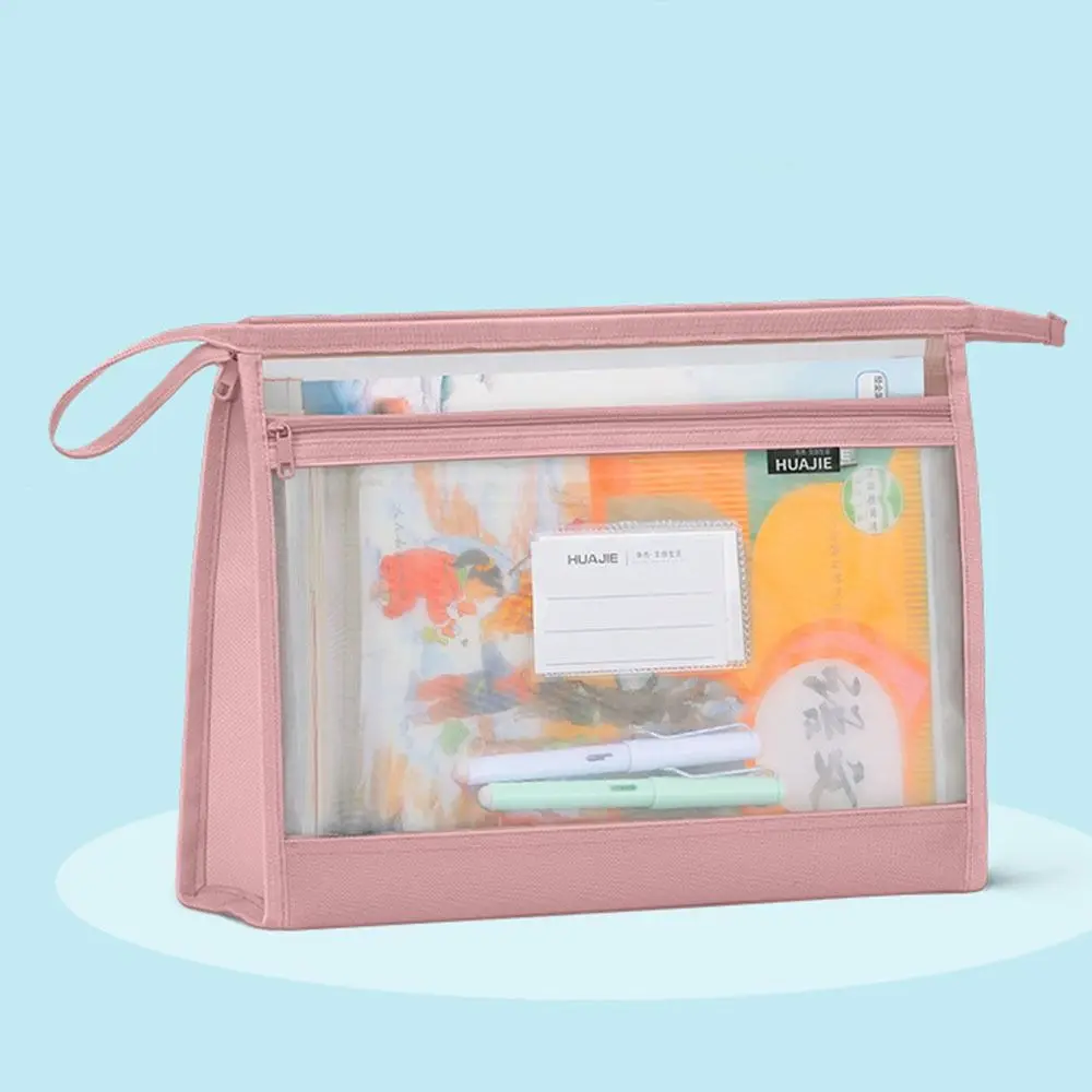 Transparente Mesh Homework Storage Bag, Double-Layer, Multifuncional Mesh Zipper Bag, Portable File Folders, Unisex, High Quality