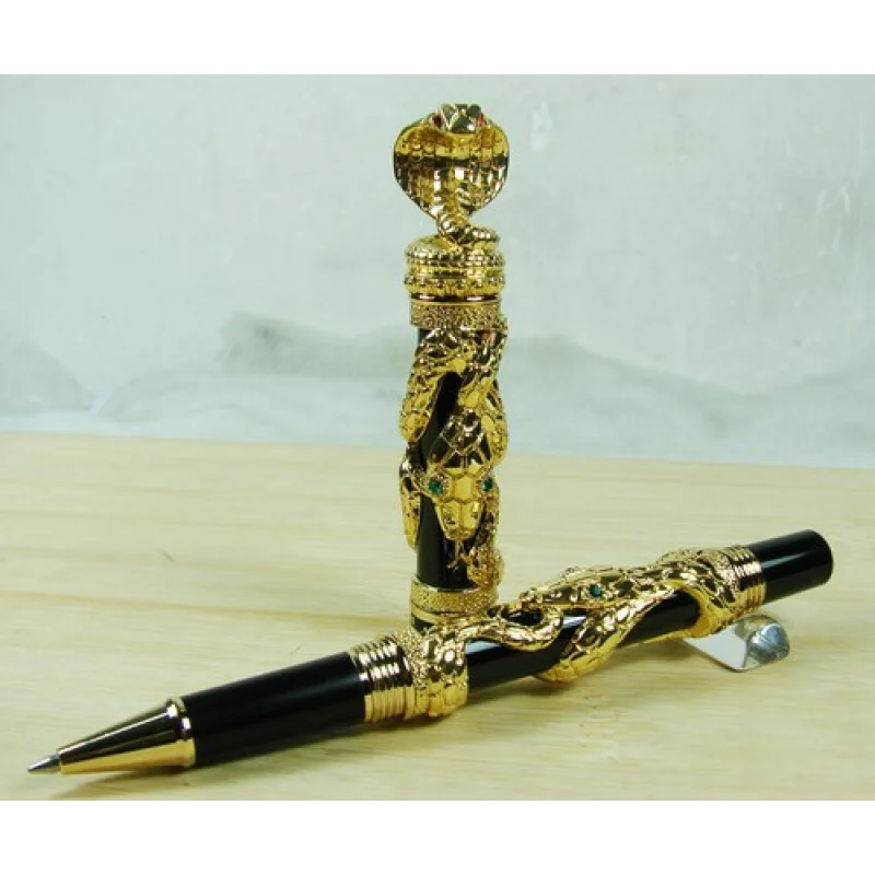 

A+ Jinhao Vintage Snake Rollerball Pen Golden Cobra 3D Pattern Collection Pen New