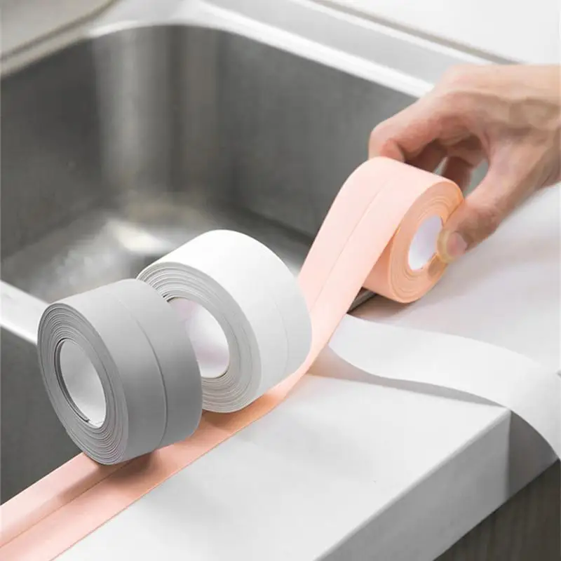 PVC Waterproof Wall Sticker Shower Bath Sealing Tape Self Adhesive Waterproof Mildew Proof Tapes For Kitchen Sink Wall Corner