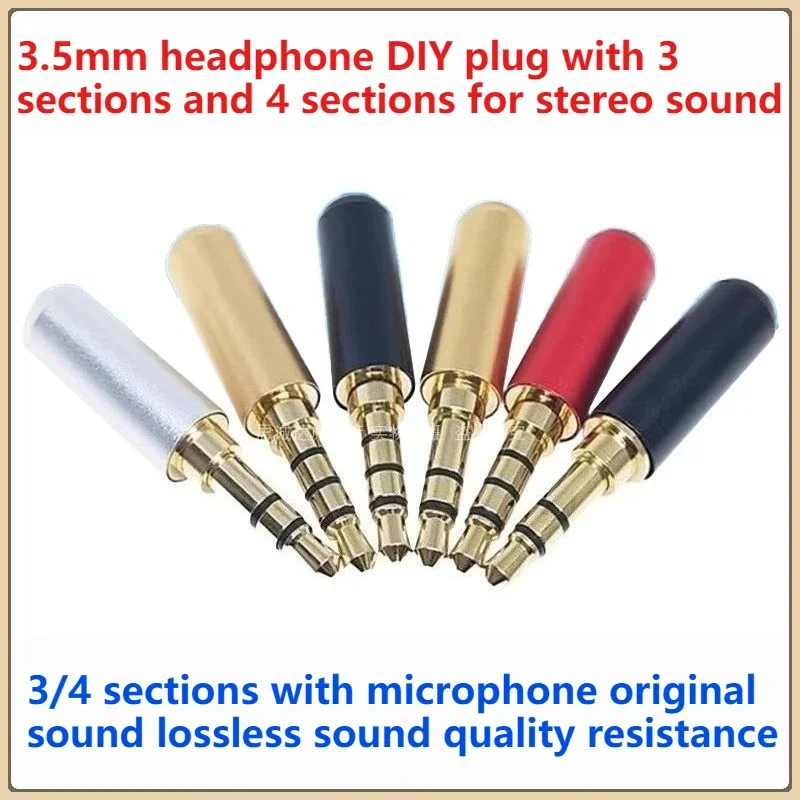 5PCS Copper 3/4 Pole 3.5mm Male and Female Headphone Jack with Clip 3.5mm Stereo Audio Connector, Suitable for 4mm Cable Adapter