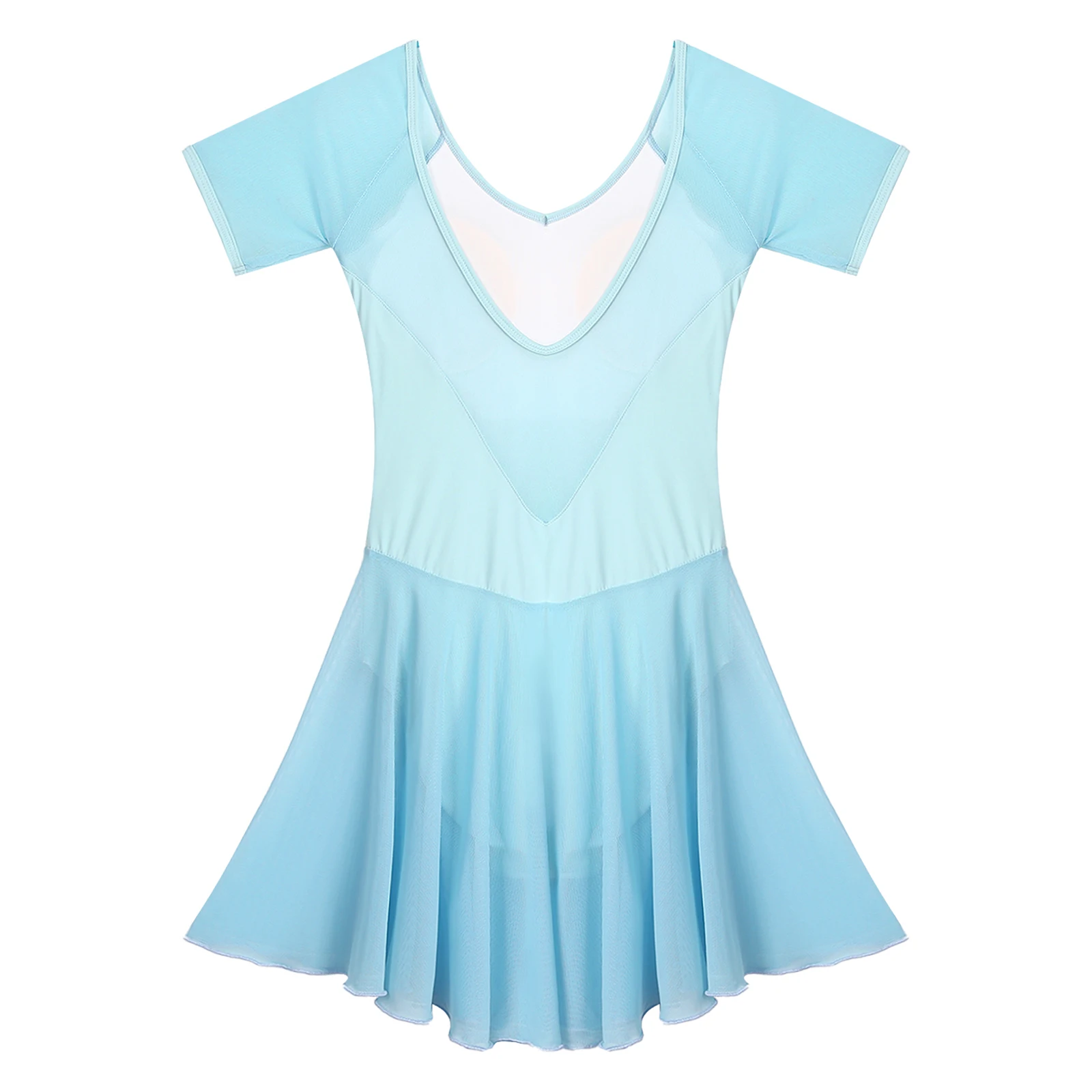 Robe de danse de ballet pour femme, manches courtes, maille transparente, entraînement de ballerine, justaucorps AqLeotard, performance sur scène, costume d'entraînement phtalique