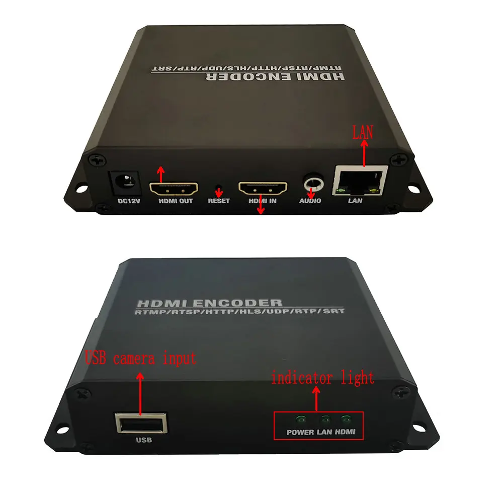 스트리밍 미디어용 울트라 HDMI 인코더, HDMI + USB to IP 카메라 입력, IP 출력 (RTMP/UDP/HTTP/RTSP), H265/H264 4k 인코더