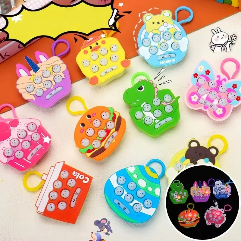 Mini Fun Whack A Mole Game Toy Decompression Toy Keychain With Sound Light Whacker Toys Game Machine For Adult Kids Relax Gifts
