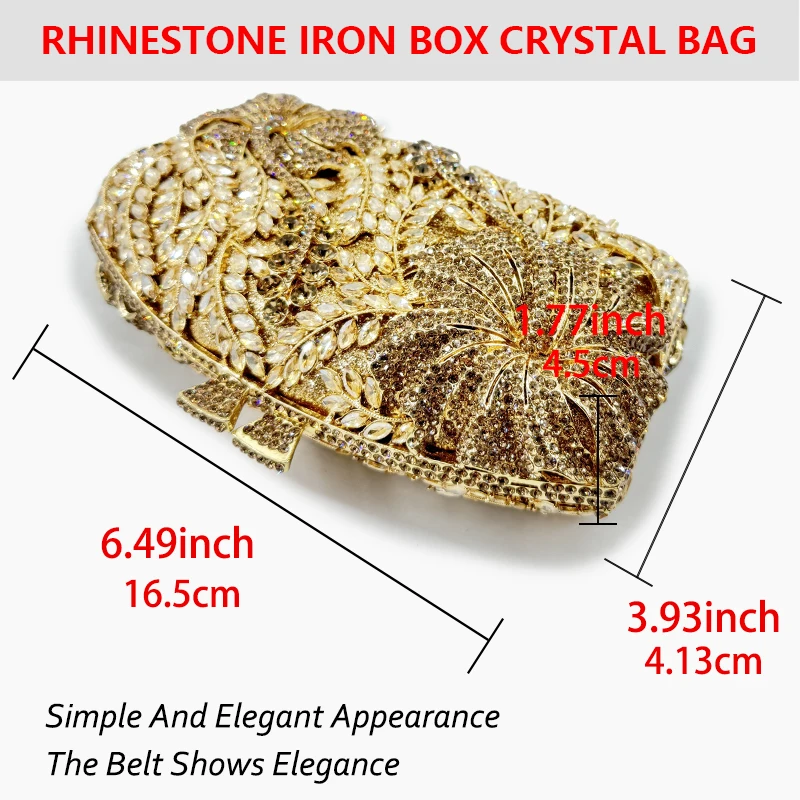 Luxury Gold Diamond Evening Bag Christmas Gift Women's Dinner Bag Wedding Party silver Glass Handbag Swarovski Stone Clutch Bag