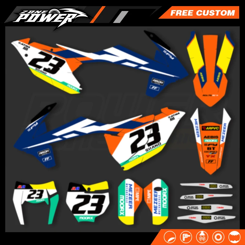 

Комплект наклеек Powerzone Custom Team Graphics для KTM 125 250 300 450 500 EXC XCW 2017 2018 2019 SX SXF 2016 2017 2018