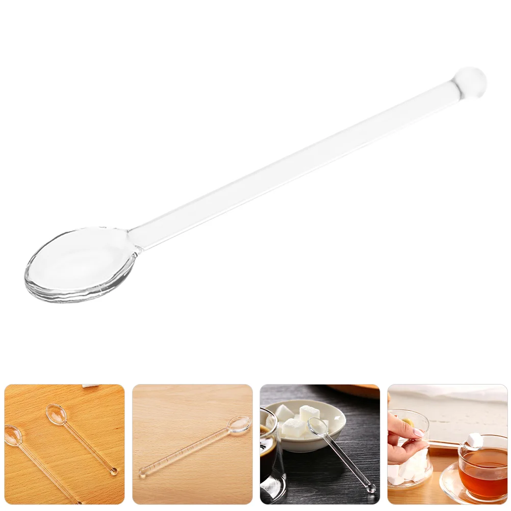 

6pcs Clear Glass Coffee Mixing Spoon Glass Coffee Milk Tea Spoons Dessert Sugar Bar Cocktail Kitchen Stirring Cooking Spoon