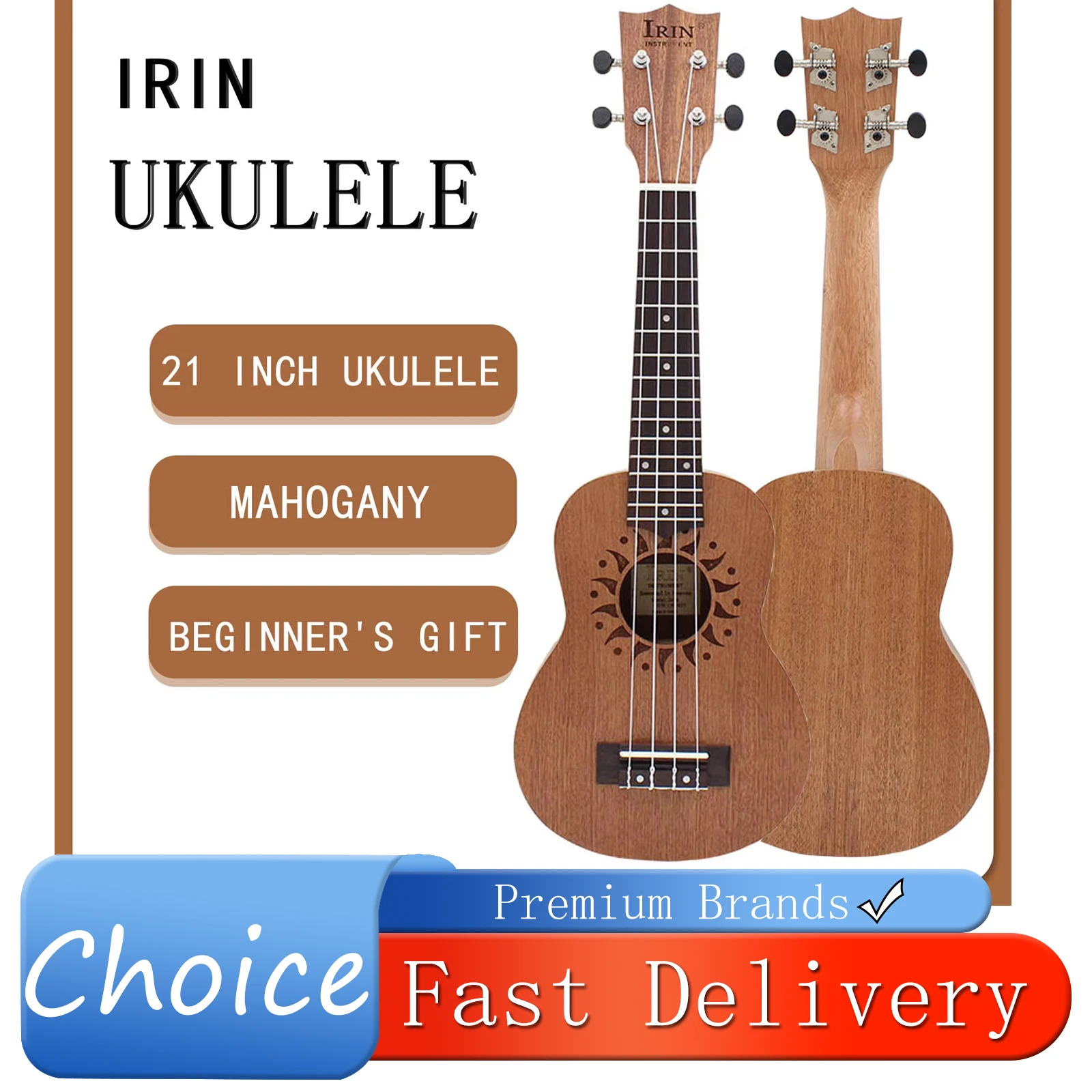 

IRIN 21 Inch Ukulele 4 Strings Guitar Sunflower Hawaiian Mini Guitarra Mahogany Ukulele Stringed Musical Instrument Beginner