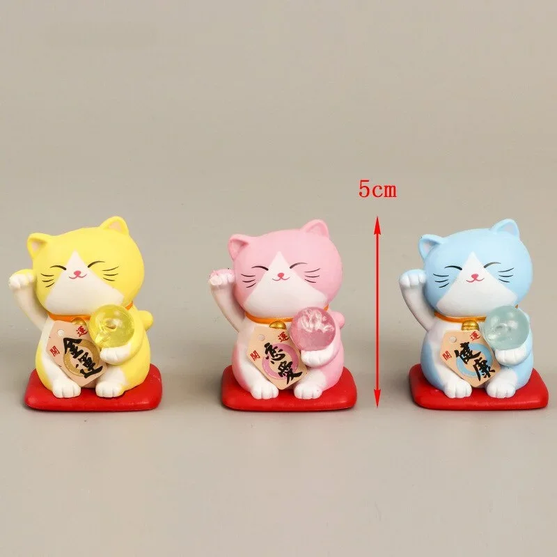 1pc Japan Cartoon Fortune Lucky Cat Figurine 3D Animal Model Gift Car Ornament Home Craft Decor Glass Decoration DIY Accessories