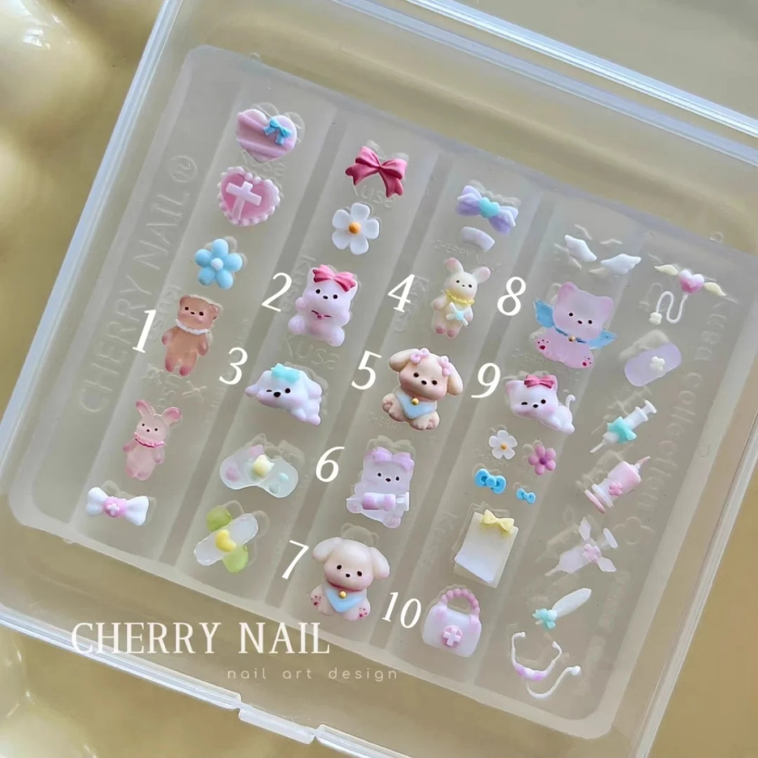 1pc ボタンキーロック猫弓 3D アクリルモールドネイルアート装飾爪 DIY デザインシリコーンネイルテンプレートネイルモールド