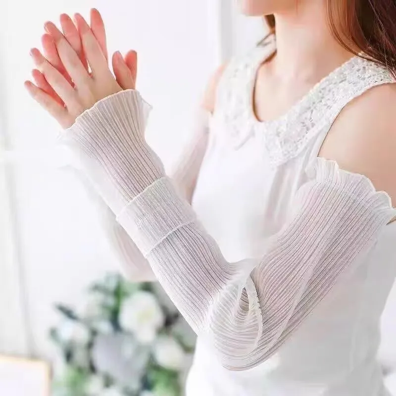 ฤดูร้อนขับรถผ้าไหมน้ําแข็งหลวม Fit Sun Protection Sve ครอบคลุมบางเกราะ Fairy Lace UV Protection ถุงมือผู้หญิง