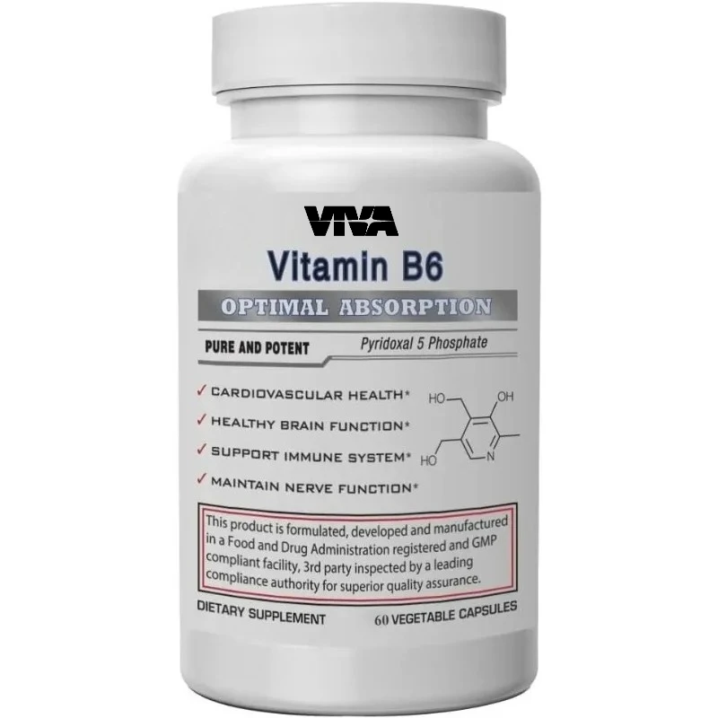 Best Vitamin B6 Dietary Supplement 60 Capsules -50mg Dose Supports Immune System Health