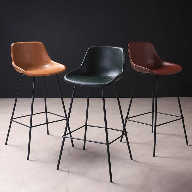 

Terrace Luxury Bar Chair Leather Waterproof Barhocker Nordic Bar Tools Bartender Metal Chair Taburetes Altos De Cocina Furniture
