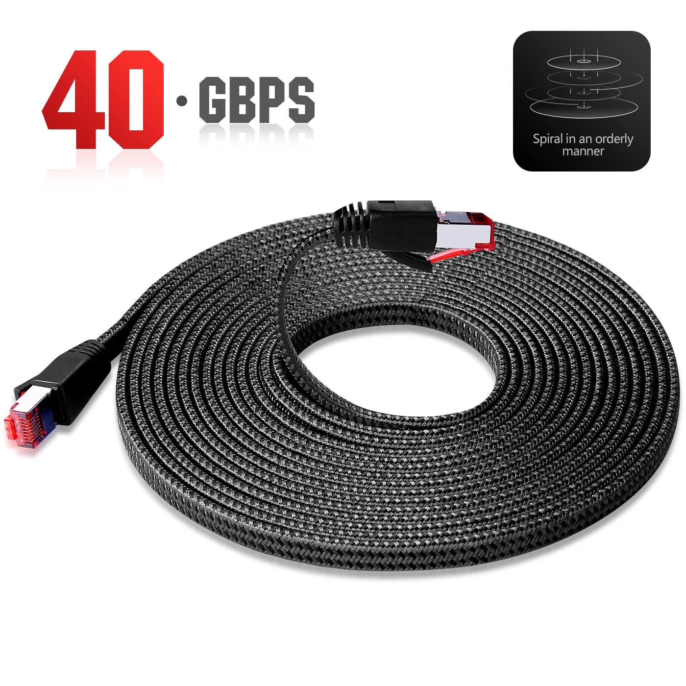 Cat 8 Ethernet Cable , 40Gbps 2000MHz High Speed Network Cable