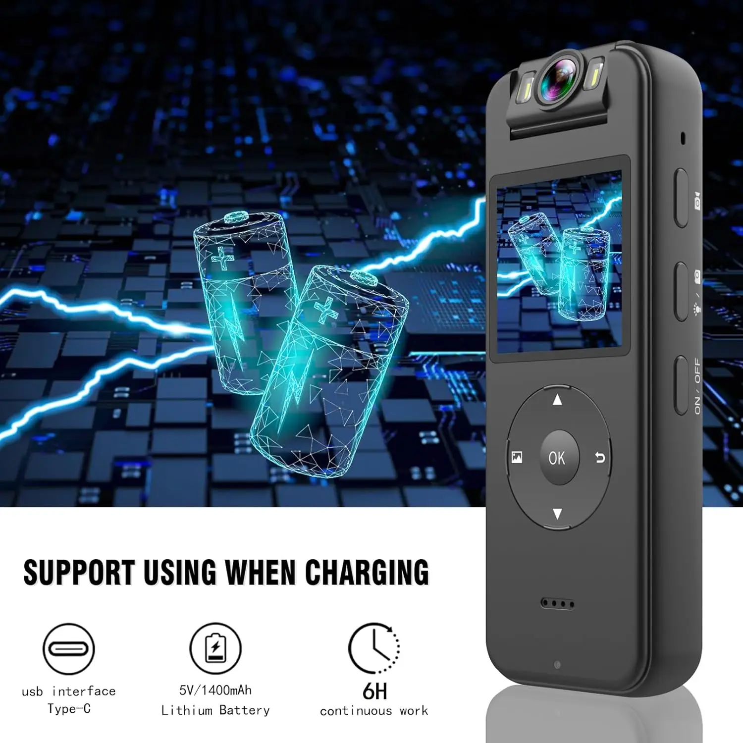 Объемная камера YTOM, 4K, 30 кадров в секунду, UHD-запись, 1,4 дюйма, экран, освещение ночного видения, 6 часов автономной работы, спортивная камера для улицы