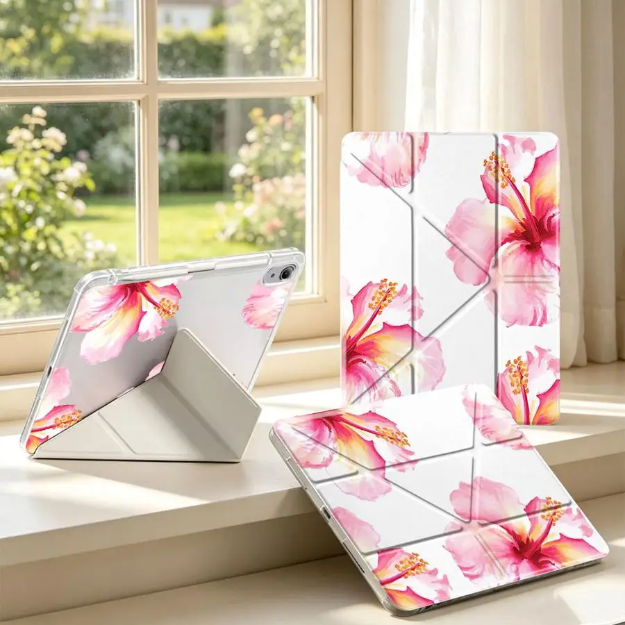 

Creative Pink Flowers With Pen Slot Cover Tablet Case For Samsung Galaxy Tab A8 S7 FE S9 Plus S8 A9 Plus S10 Lite A11