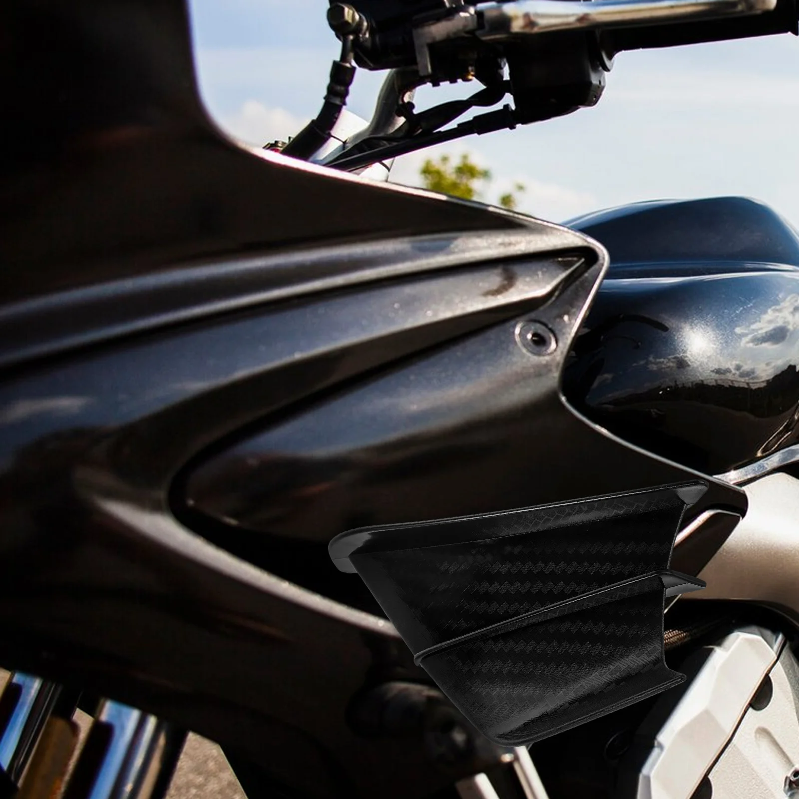 1 paio di alette laterali universali resistenti ai graffi in fibra di carbonio per motociclette elettriche