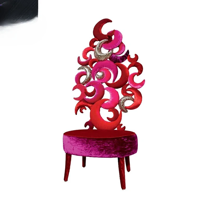 

Light luxury art crescent cloth sofa chair, luxury high-end leisure chair in villa mansion