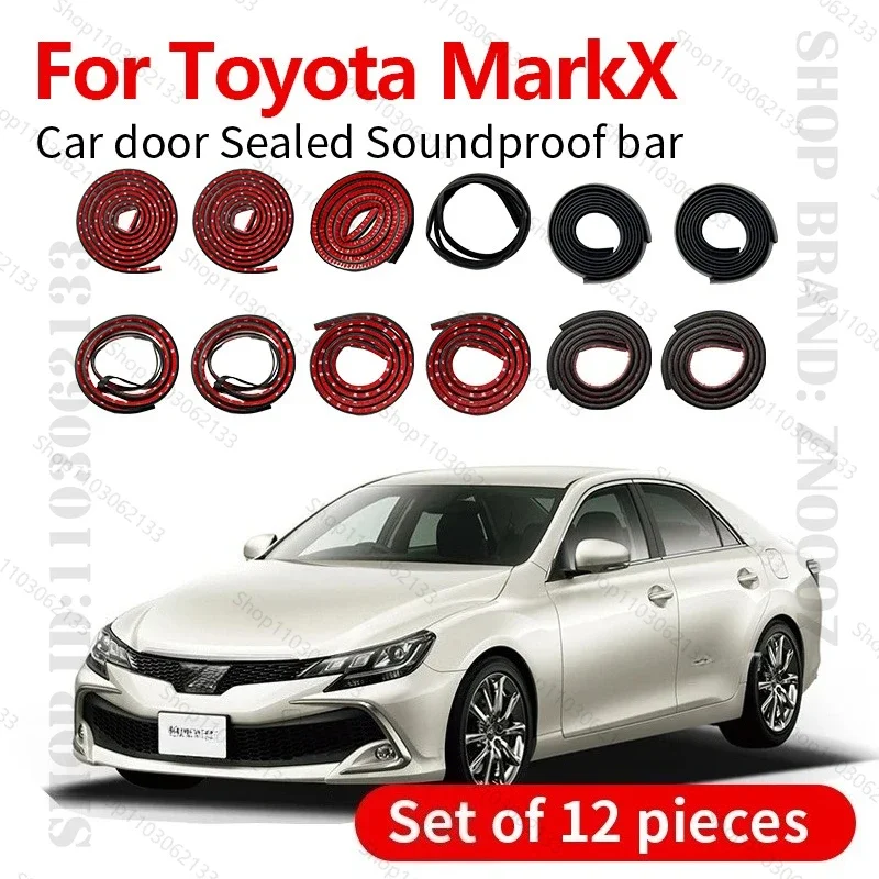 Car Door Seal Strip Rubber Double Layer Sealing Protector Soundproof Dustproof Seal Strip 12PCS Set For 2004-2019 Toyota MarkX