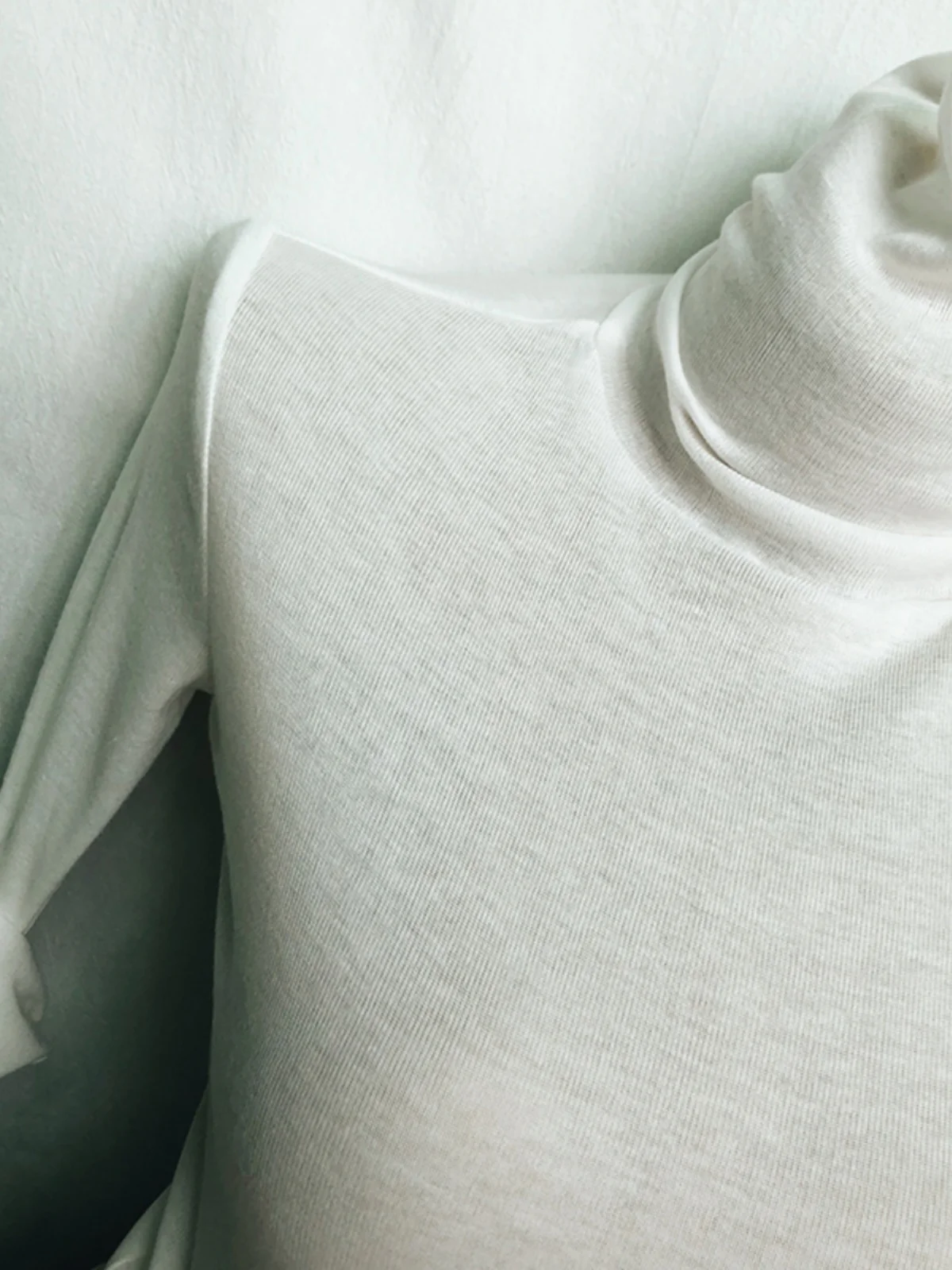 Ultra-Thin High-Neck Long-Sleeve Women's Base Shirt Transparent Design Fashionable Autumn Winter T-Shirt Korean Style Slim Fit