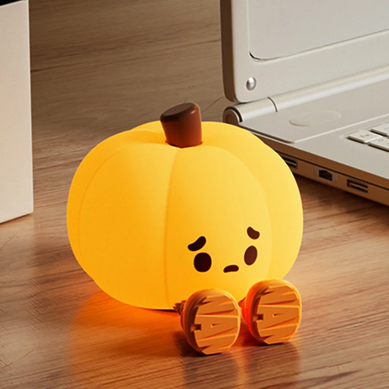 Halloween Pumpkin Night Lights Cute Soft Silicone Safe Lamp Decorations Timing Dimmable Bedside Decor Kids Baby Halloween Gifts